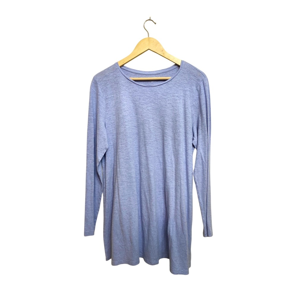 Eileen Fisher Hemp Organic Cotton‎ Long Sleeve Tunic Top Periwinkle Blue Large